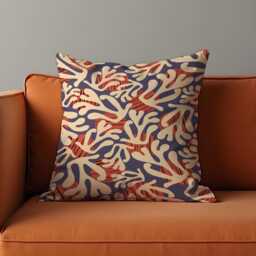 Abstract Coral Reef Cushion Cover, Modern Ocean Inspired Decorative Pillow Cream & Burnt Orange Home Decoration
