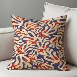 Abstract Coral Reef Cushion Cover, Modern Ocean Inspired Decorative Pillow Cream & Burnt Orange Home Decoration - thumbnail 3