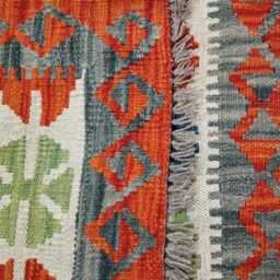 Multicolour Runner Rug, Handmade Artisan Afghan Turkish Scandinavian Navajo Bohemian Flatweave Wool Kilim Rug 220x92 cm - thumbnail 3