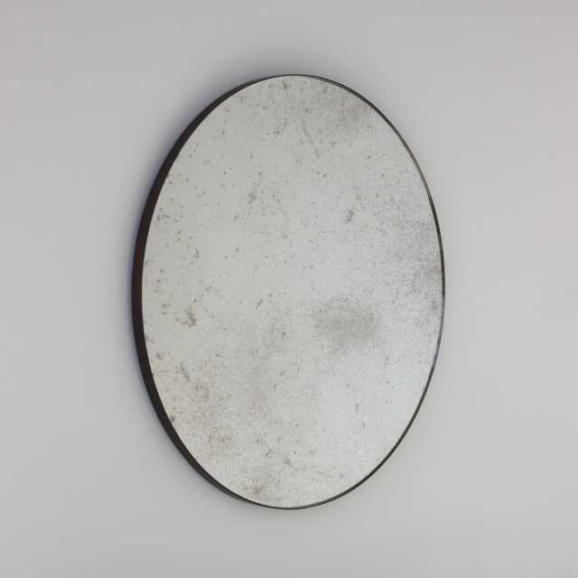 Orbis??? Art Deco Antiqued Round Mirror With Bronze Patina Frame - image 1