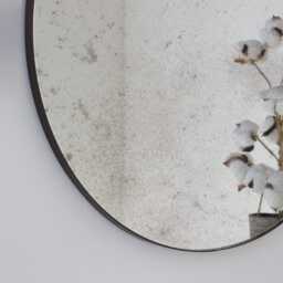 Orbis??? Art Deco Antiqued Round Mirror With Bronze Patina Frame - thumbnail 4