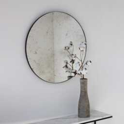 Orbis??? Art Deco Antiqued Round Mirror With Bronze Patina Frame - thumbnail 3