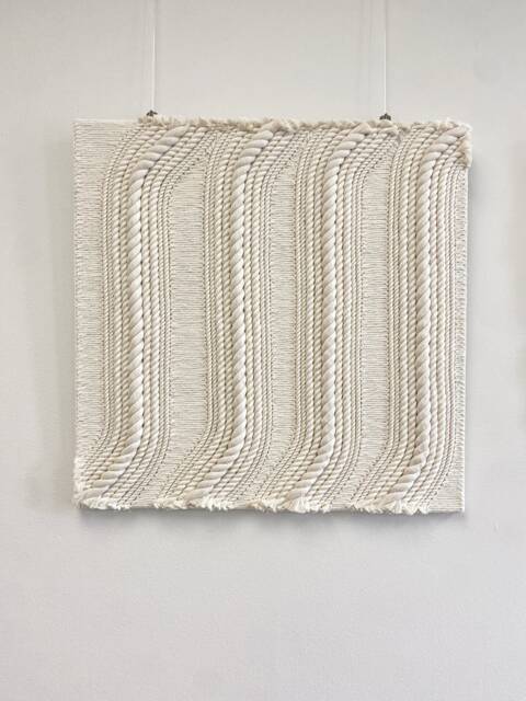 Handmade Cotton Rope Fiber Art Wall Hanging Modern Coastal Decor - image 1