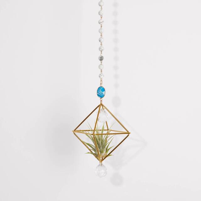 White Howlite Hanging Air Plant Holder With Prism, Hanger, Display, Lover Gift, Decor - image 1