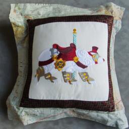 steampunk Carousel Polar Bear Embroidered Pillow Cover - thumbnail 3
