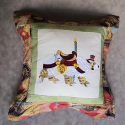 steampunk Carousel Polar Bear Embroidered Pillow Cover - thumbnail 2