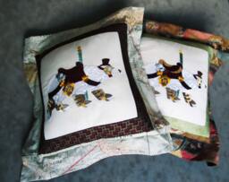 steampunk Carousel Polar Bear Embroidered Pillow Cover - thumbnail 1