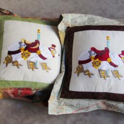 steampunk Carousel Polar Bear Embroidered Pillow Cover - thumbnail 4
