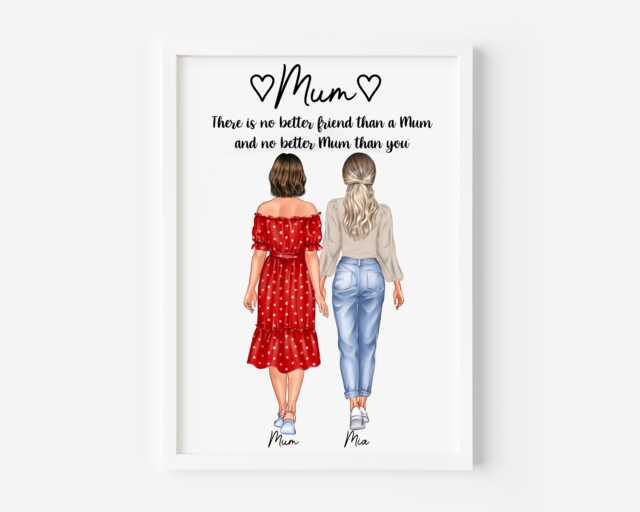 Personalised Mum Print, & Daughter Mothers Day Gift, Birthday Gift For Mum, Christmas Mummy Mam - image 1