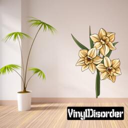 Floral Flower Wall Decal - Fabric Vinyl Removable & Reusable Floralfloweruscolor110Et