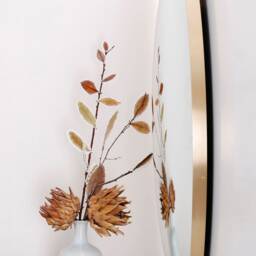 Handcrafted Convex Wall Mirror Brushed Brass Frame, Space Age Decor - thumbnail 3