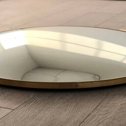 Handcrafted Convex Wall Mirror Brushed Brass Frame, Space Age Decor - thumbnail 4