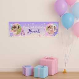 Personalised Mermaid Birthday Banner For Girls - Custom Name, Age & Photo - Under The Sea Theme Party Decoration, Decor Kids - thumbnail 3