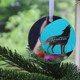 starry Wolf Mirror Personalised Christmas Decoration-Wooden Tree Decoration-Personalized Ornament - thumbnail 2
