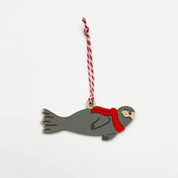 Hand Painted Seal Decoration, Christmas Stocking Filler, Secret Santa, Coastal Christmas, Nautical Decor, Tree Seal - thumbnail 2
