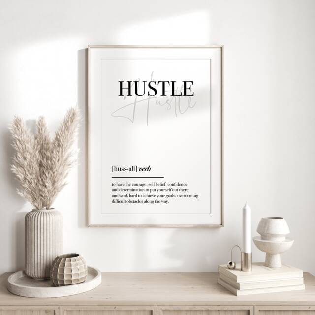 Motivational Prints - Home Office Wall Decor Bedroom Print Inspirational Quote Gift Hustle - image 1