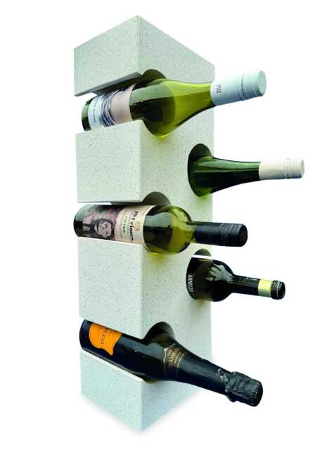 White Terrazzo Stone Cube Wine Rack 60cm, 6 Bottle Tower - image 1
