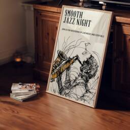 Jazz Club Print Abstract Saxophone Poster, Retro Mid Century Art - thumbnail 2