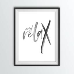 And Relax Watercolor Print Grey Bathroom Wall Art - thumbnail 2