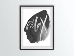 And Relax Watercolor Print Grey Bathroom Wall Art - thumbnail 1