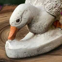 Stone Goose Statue Concrete Duck Figurine Garden Animal Sculpture Cement Bird Decoration Handmade Goose Lover Gift Front Door Art - thumbnail 4