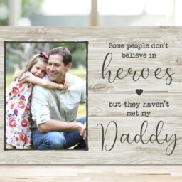 Personalised Gift For New Dad On Father's Day, Custom Daddy Photo Frame Woodblock, Hero From Children, 1st Fathers Day - thumbnail 3