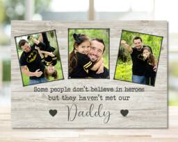 Personalised Gift For New Dad On Father's Day, Custom Daddy Photo Frame Woodblock, Hero From Children, 1st Fathers Day - thumbnail 1