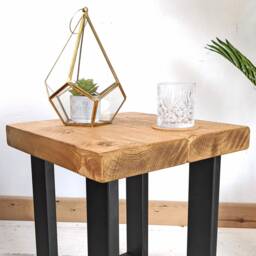 Side Table & Bedside Handcrafted Using Rustic Solid Wood - Square Frame Ben Simpson Furniture - thumbnail 2