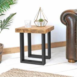 Side Table & Bedside Handcrafted Using Rustic Solid Wood - Square Frame Ben Simpson Furniture