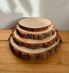 Natural Wood Slices - Various Sizes 12cm-20cm Pine Add On Beeswax Finish Candle Plates Rustic Tree Slice - thumbnail 1