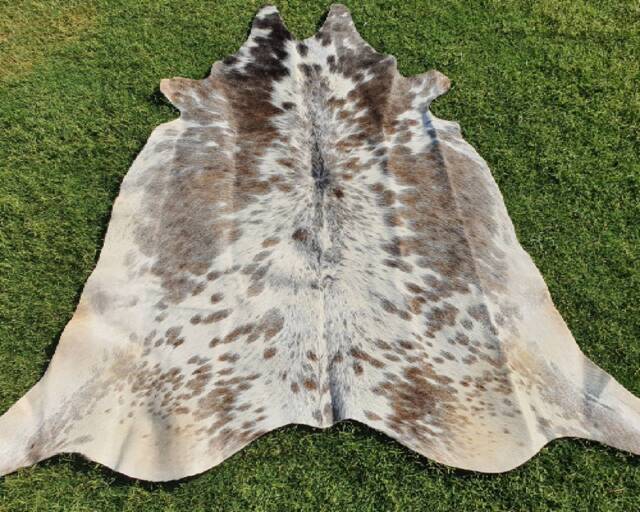 Gray & White Cowhide Rug, Salt Pepper Rug - Natural Cowskin Rugs Leather For Bedroom - image 1