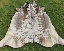 Gray & White Cowhide Rug, Salt Pepper Rug - Natural Cowskin Rugs Leather For Bedroom - thumbnail 1