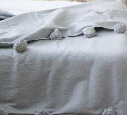 Cozy Throw Blanket - Blue Throw Blanket With Fringe-Moroccan Cute Soft Modern Wedding Gifts With Tassels - thumbnail 2