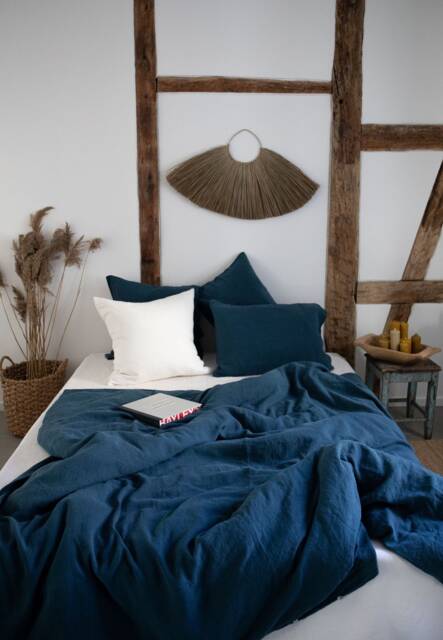 Dark Blue Linen Duvet Cover/stonewashed Bedding/Linen Custom Size in Navy - image 1