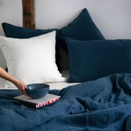 Dark Blue Linen Duvet Cover/stonewashed Bedding/Linen Custom Size in Navy - thumbnail 3