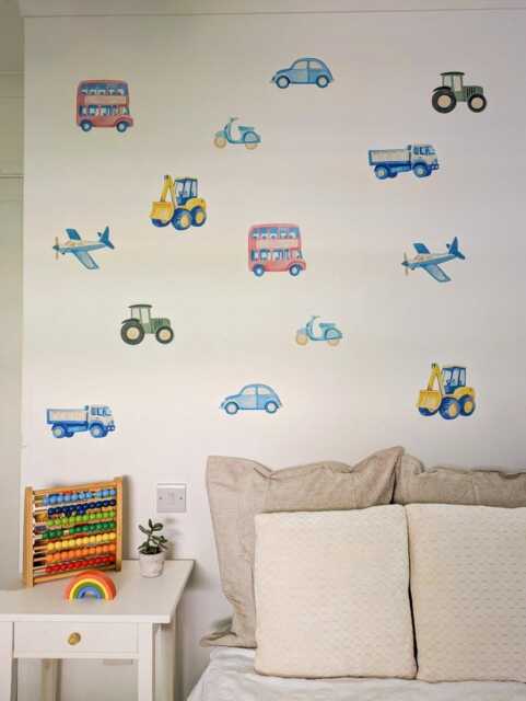 Fabric Nursery Wall Stickers - Transport Vehicles Removable Decals For Kids' Bedroom Or Boys' Playroom - image 1