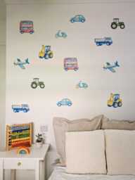 Fabric Nursery Wall Stickers - Transport Vehicles Removable Decals For Kids' Bedroom Or Boys' Playroom - thumbnail 1
