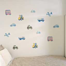 Fabric Nursery Wall Stickers - Transport Vehicles Removable Decals For Kids' Bedroom Or Boys' Playroom - thumbnail 3