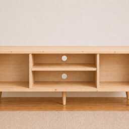 Scandinavian Solid Wood Record Player Stand - Vinyl Storage Cabinet Hi-Fi Media Console Tv Unit Lp - thumbnail 3