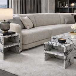 Calacatta Viola Marble Side Table Natural Stone Coffee Table - thumbnail 2
