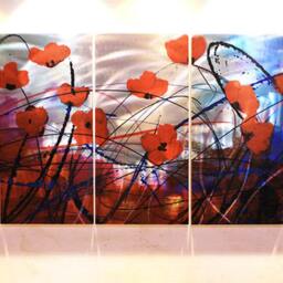 Aluminum Floral Sculpture Art, 3D Metal Wall Decor - thumbnail 2