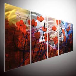Aluminum Floral Sculpture Art, 3D Metal Wall Decor - thumbnail 1