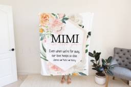 Gift From Kids, Grandma Quote, Custom Quote Blanket, Peony Rose Christmas Present, Floral Style Personalized Mom