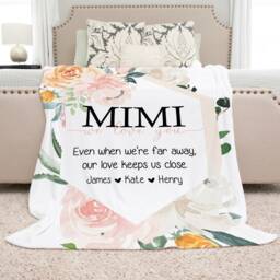 Gift From Kids, Grandma Quote, Custom Quote Blanket, Peony Rose Christmas Present, Floral Style Personalized Mom - thumbnail 3