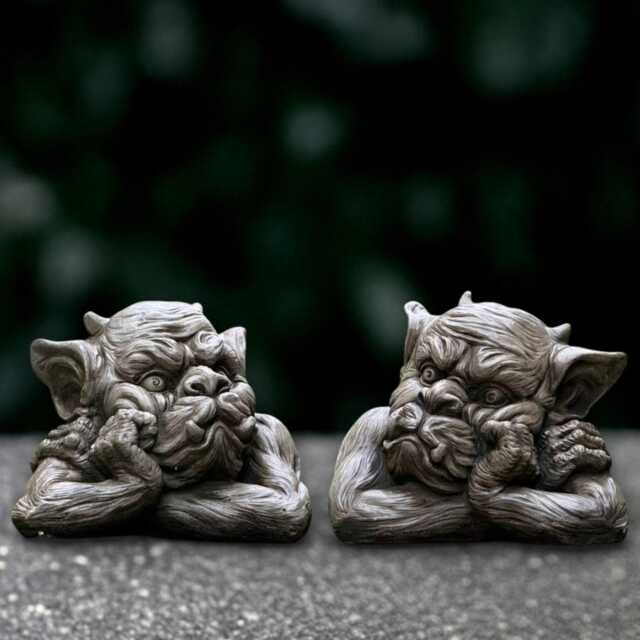 Stone Gargoyle Statue Concrete Pair Sculpture Cement Animal Decoration Handmade Monster Lover Gift Garden & Home Art - image 1