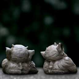 Stone Gargoyle Statue Concrete Pair Sculpture Cement Animal Decoration Handmade Monster Lover Gift Garden & Home Art - thumbnail 4