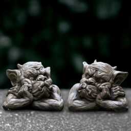 Stone Gargoyle Statue Concrete Pair Sculpture Cement Animal Decoration Handmade Monster Lover Gift Garden & Home Art - thumbnail 1
