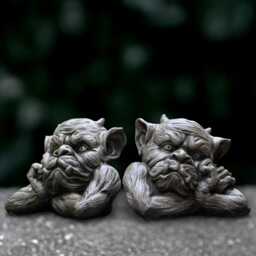 Stone Gargoyle Statue Concrete Pair Sculpture Cement Animal Decoration Handmade Monster Lover Gift Garden & Home Art - thumbnail 2