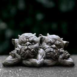 Stone Gargoyle Statue Concrete Pair Sculpture Cement Animal Decoration Handmade Monster Lover Gift Garden & Home Art - thumbnail 3