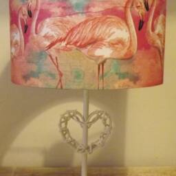 Flamingo Lampshade, Pink & Blue Shabby Chic, Tropical, Fatta Da Mamma Free Gift - thumbnail 3